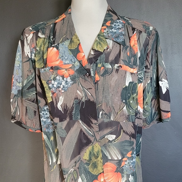 VINTAGE Sheer Plant Print Shirt - Picture 3 of 4